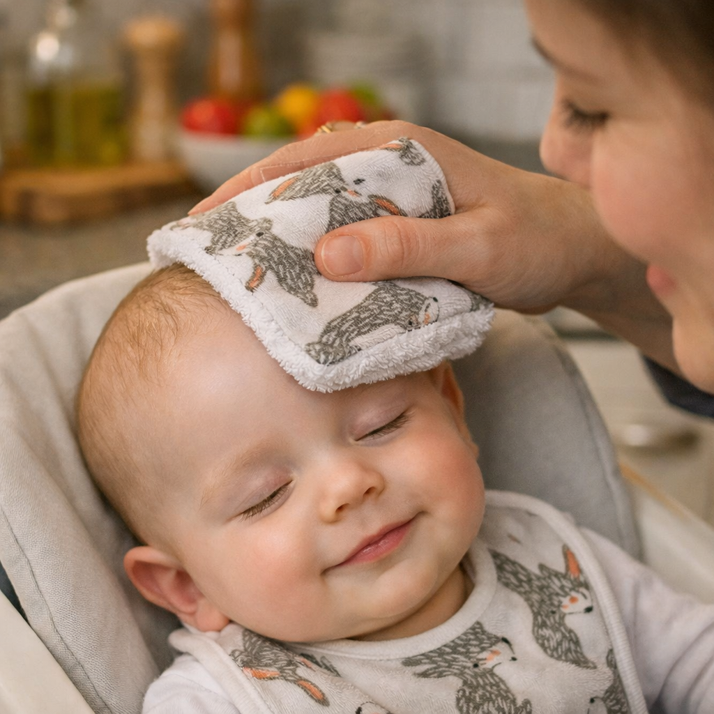 Débarbouillette pour bébé en ratine et coton - Style au choix