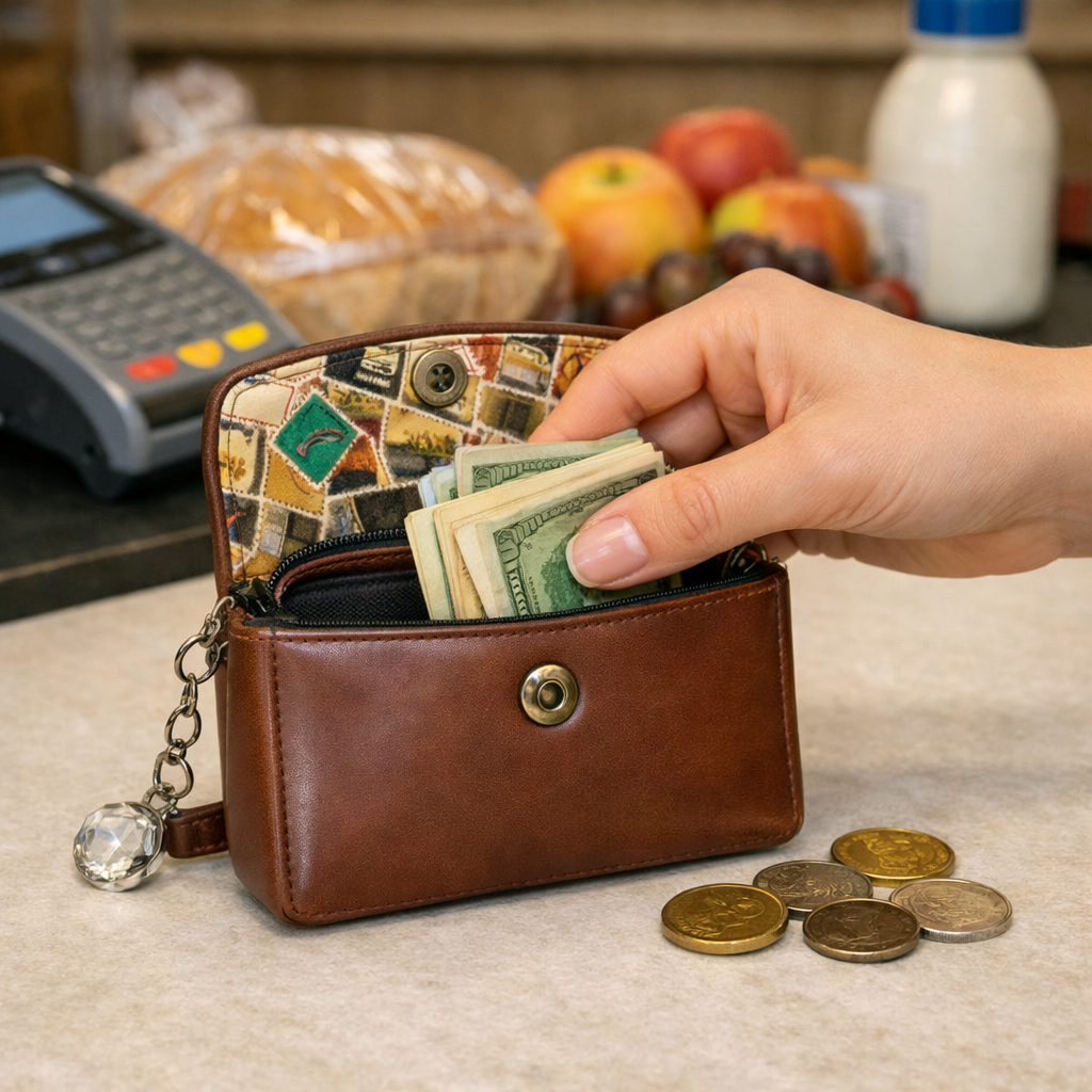 Porte monnaie en cuir synthétique - Style au choix
