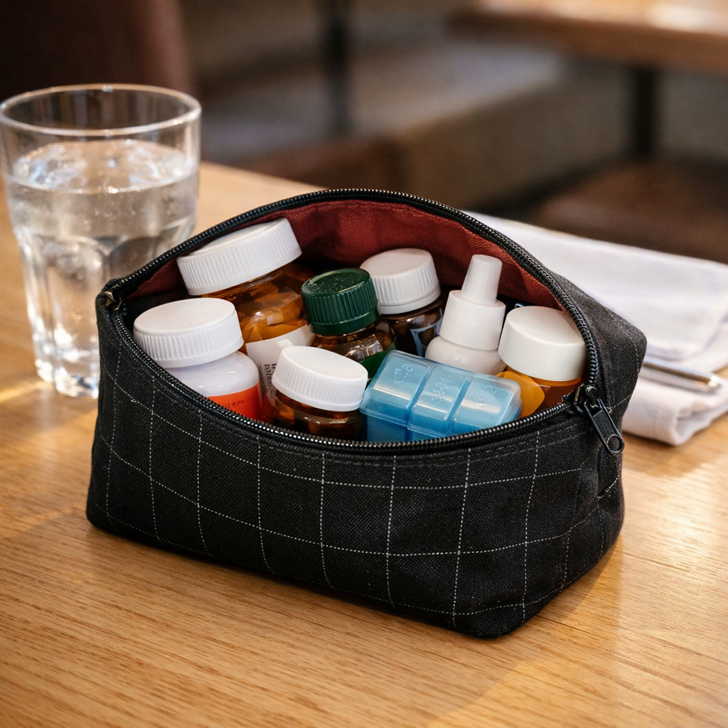 Trousse multi-usage matelassée en denim recyclé - Style au choix