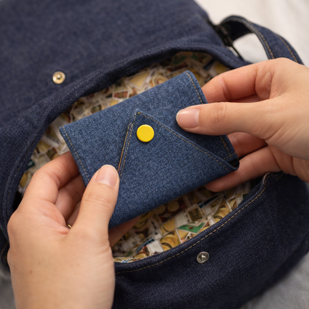 Étui pour serviette sanitaire en jeans - Style au choix