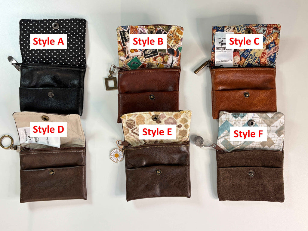 Petit porte-monnaie en cuir synthétique - Style au choix