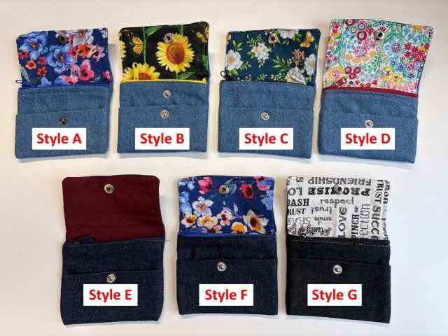 Petit porte-monnaie en denim recyclé - Style au choix