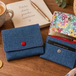 Petit porte-monnaie en denim – Daniecoud