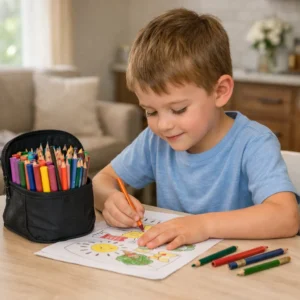Étui à crayons de grande capacité en coton doublé ou cuir synthétique, fait main – Daniecoud