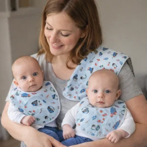 Ensemble de 2 bavoirs et serviette à rots pour bébé de 0 à 6 mois – Daniecoud